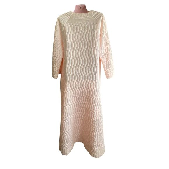 Vintage Barbizon Robe Womens Large Quilted Satin Nylon Housecoat Pockets 60s - Picture 6 of 8
